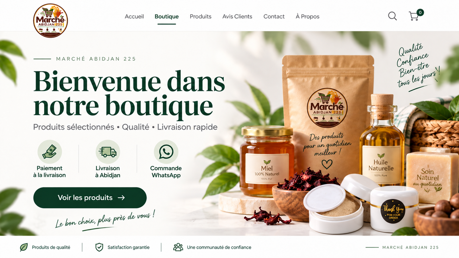 Bienvenue dans notre boutique Bannière Marché Abidjan 225 – bienvenue dans notre boutique